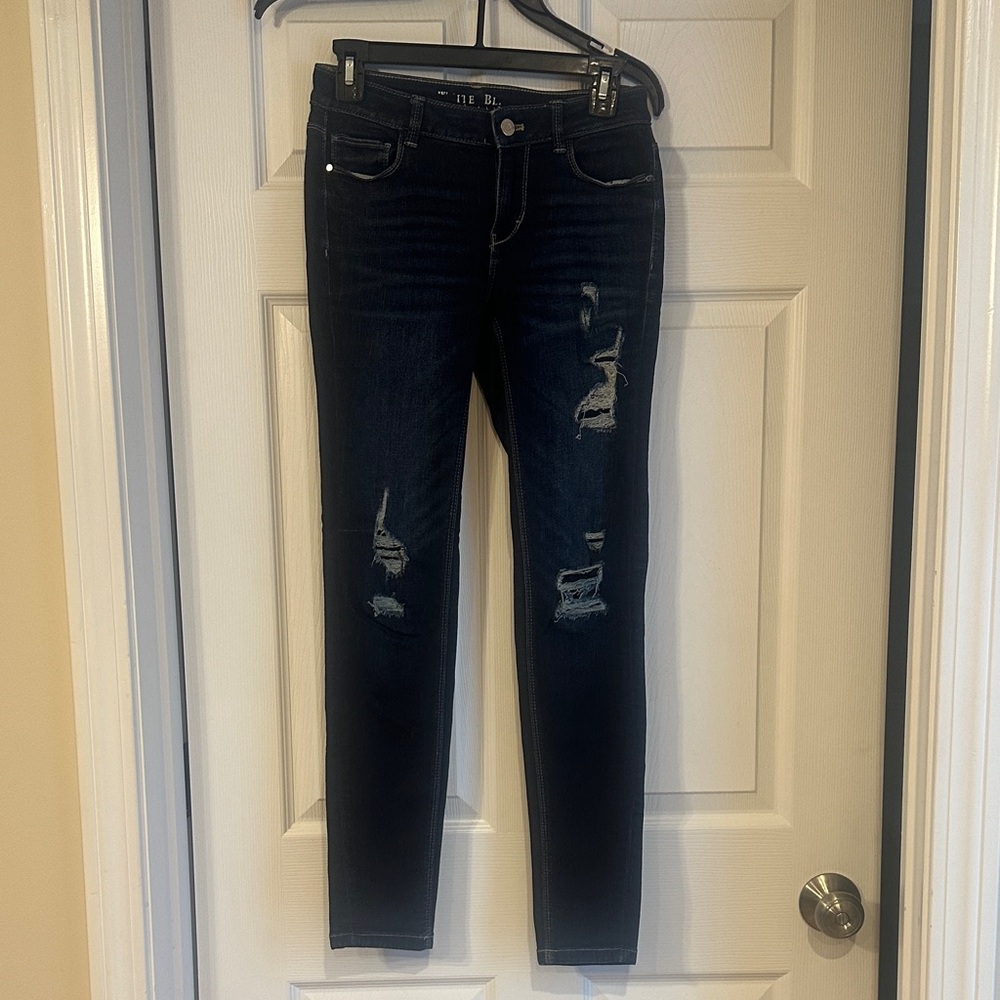 White House Black Market Distressed Dark Jeans